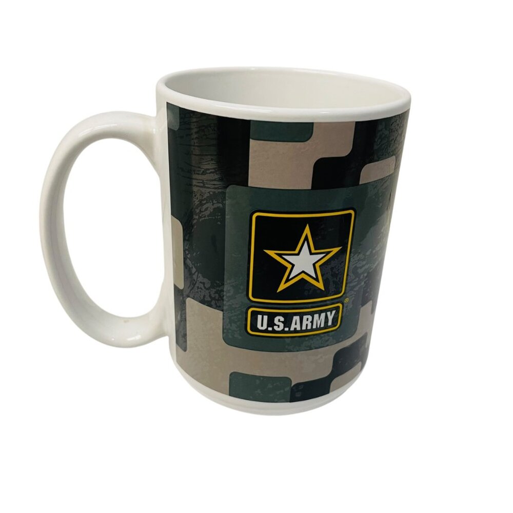 U.S. Army Camouflage Ceramic Mug‎ 11 oz With Logo & Goarmy 4 1/2"